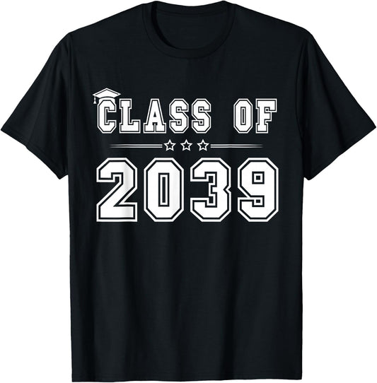 Class of 2039 Grow With Me Graduation First Day Of School T-Shirt - T-Shirt | Black