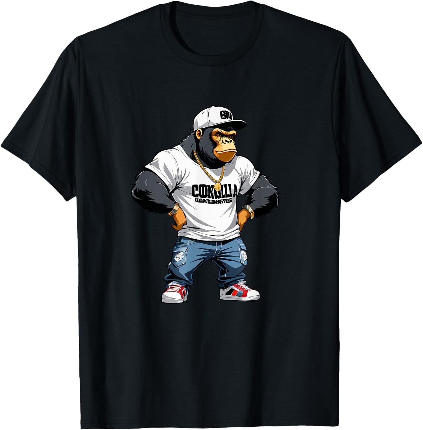 Gangster Gorilla Ape Rapper Hip-Hop Outfit T-Shirt - T-Shirt | Black