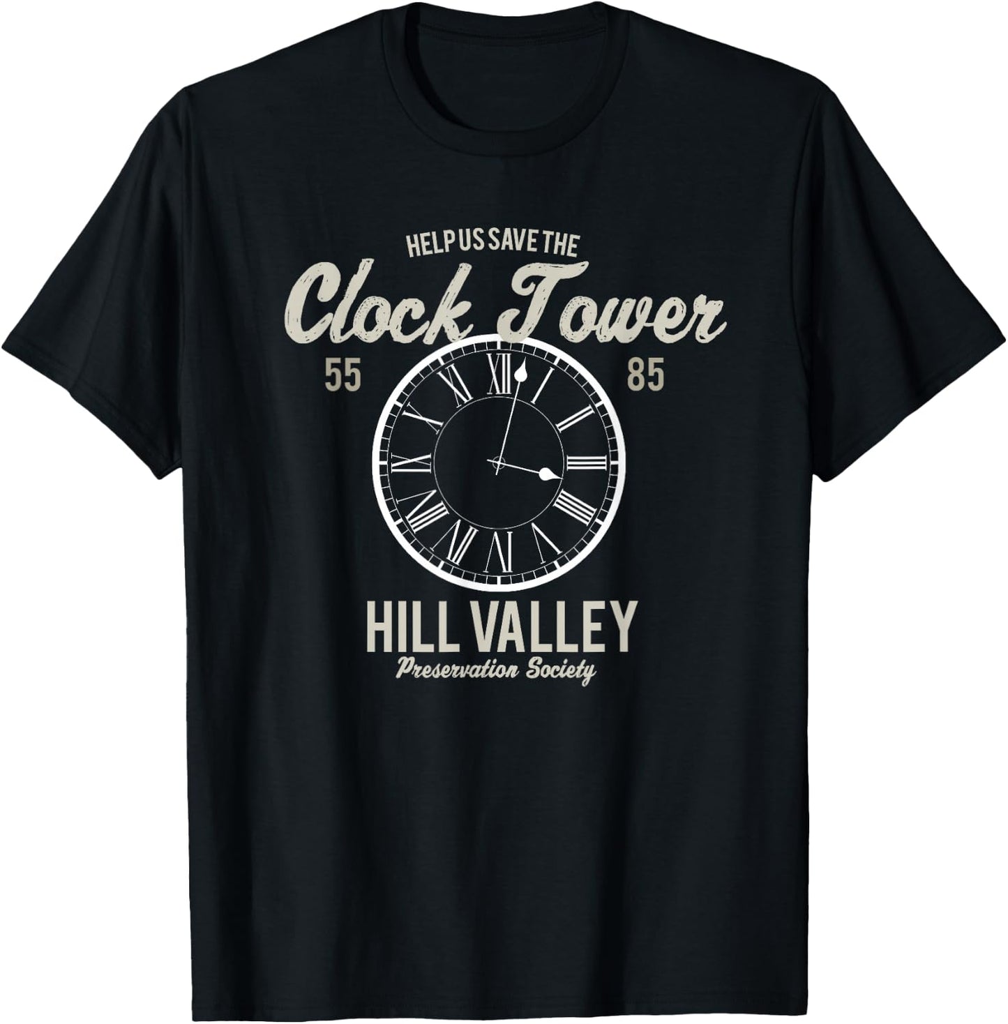 Save the Clock Tower Hill Valley Preservation Society 1985 T-Shirt - T-Shirt | Black