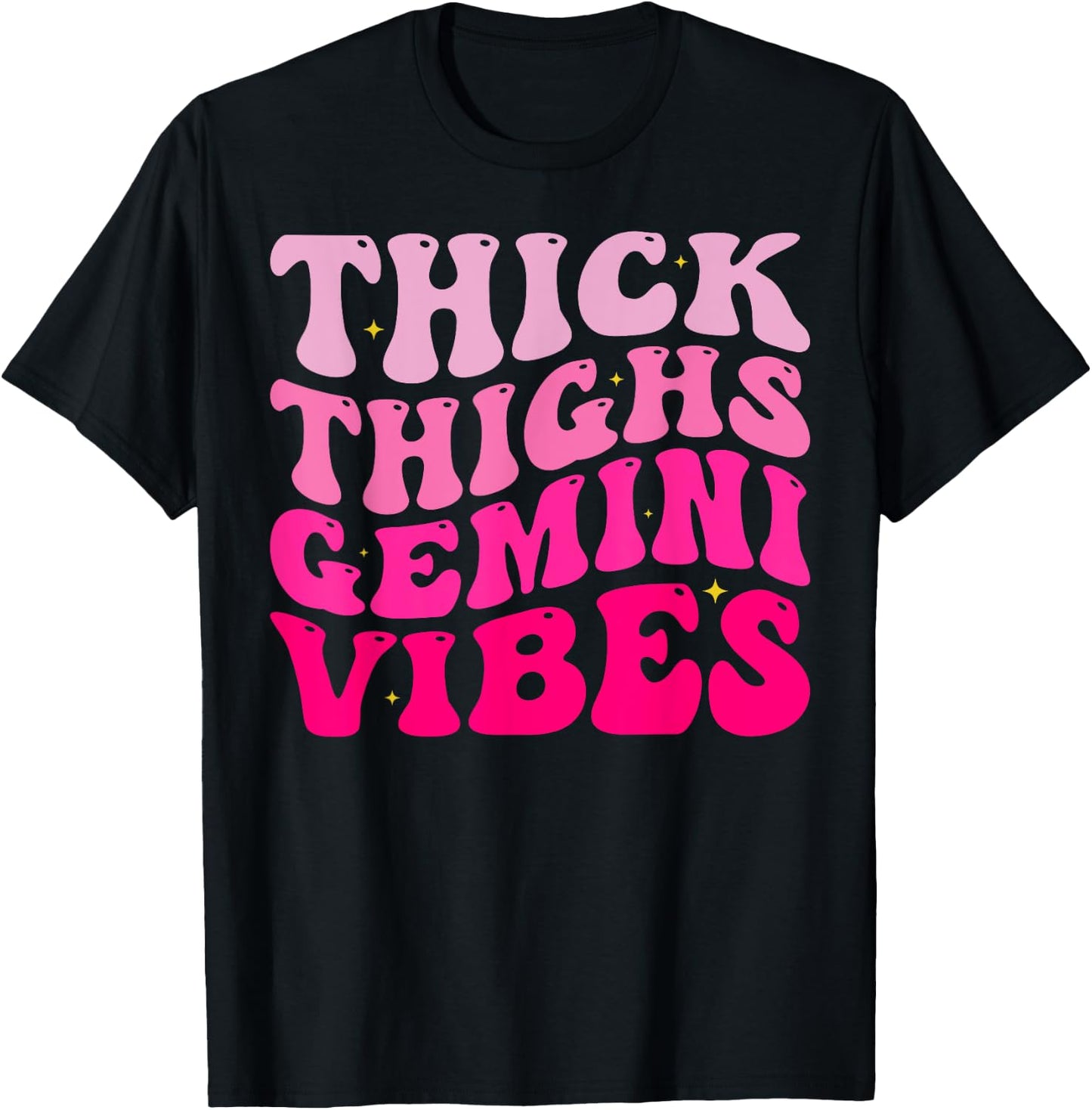 Funny Zodiac Sign Thick Thighs Gemini Vibes Gemini Groovy T-Shirt - T-Shirt | Black