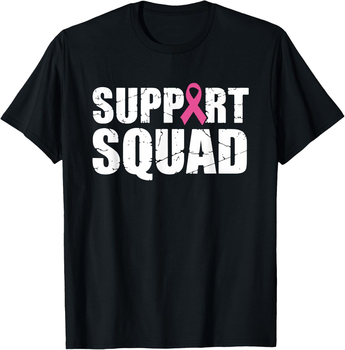 Support Squad Pink Ribbon Breast Cancer Awareness Women T-Shirt - T-Shirt | Black