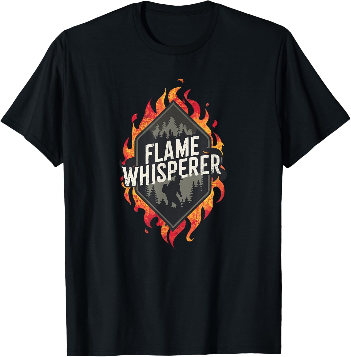 Fireman Wildfires Flame Whisperer Quote Wildland Firefighter T-Shirt - T-Shirt | Black