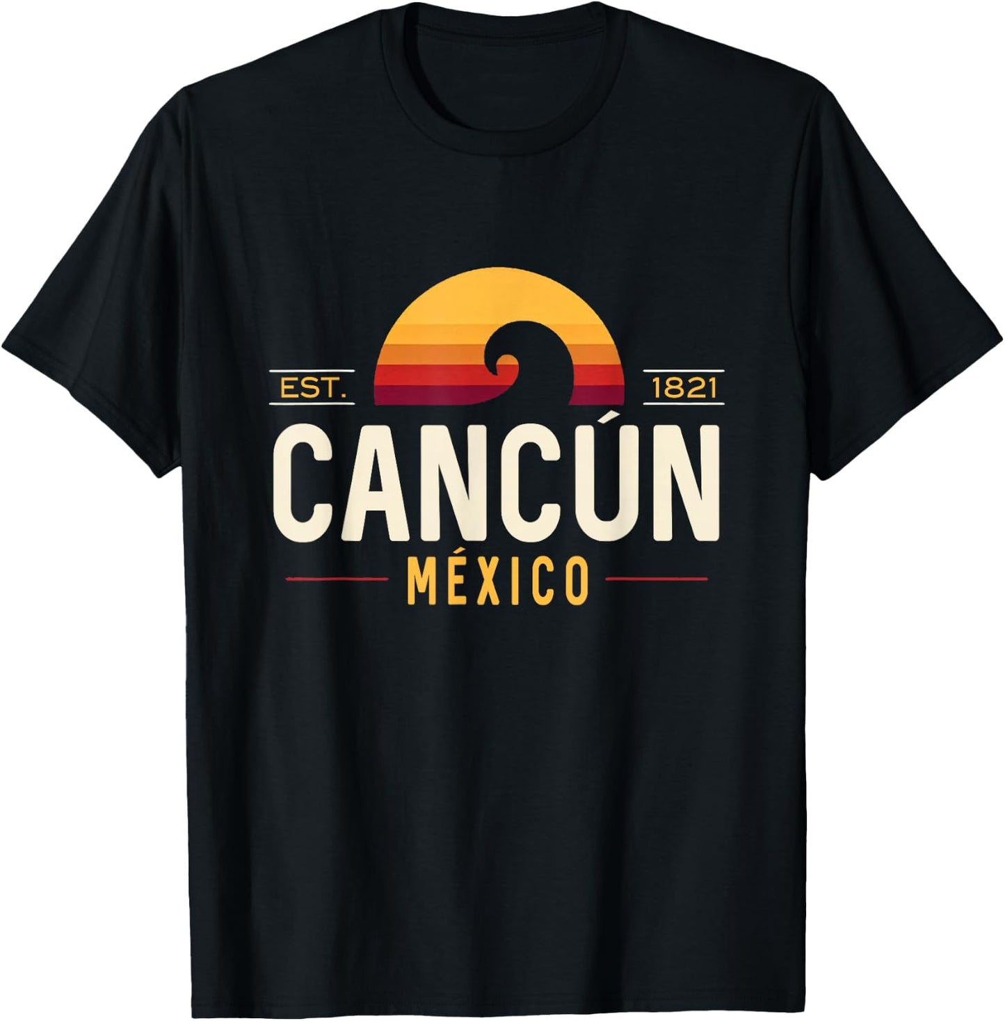 Cancún México | Cancun Mexico Retro Wave Logo T-Shirt - T-Shirt | Black