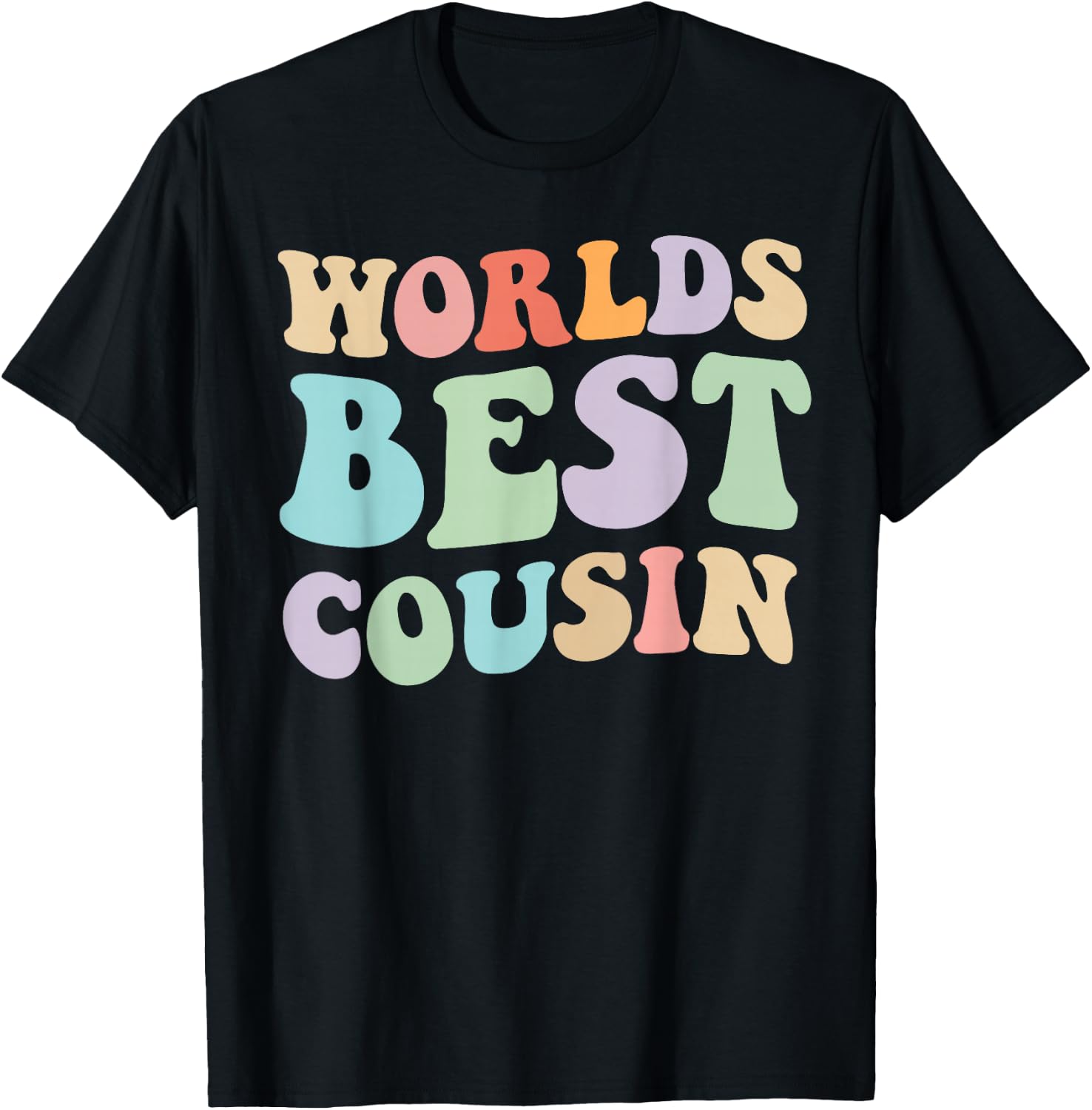 World's Best Cousin Retro Graphic – Fun and Colorful Cousin T-Shirt - T-Shirt | Black