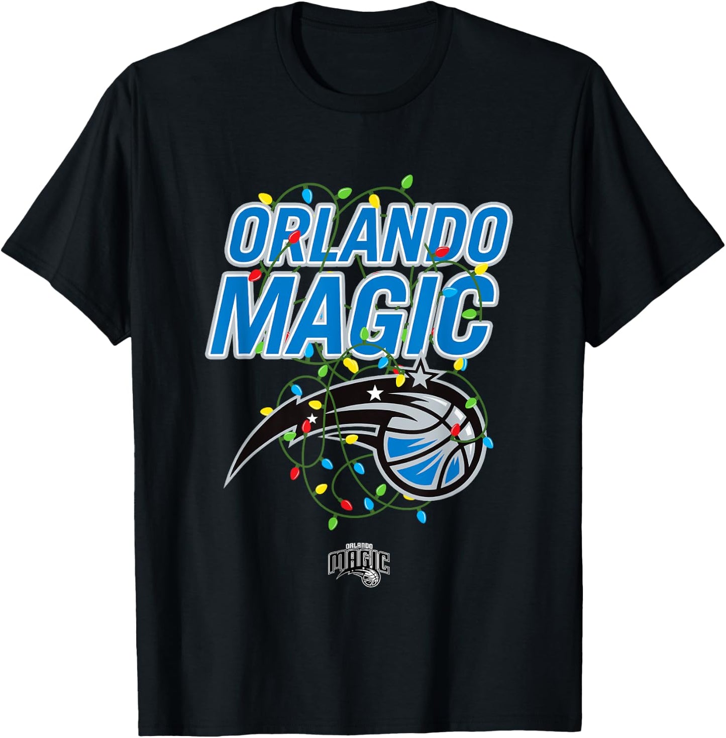 NBA Orlando Magic Christmas Lights Holiday Logo T-Shirt - T-Shirt | Black