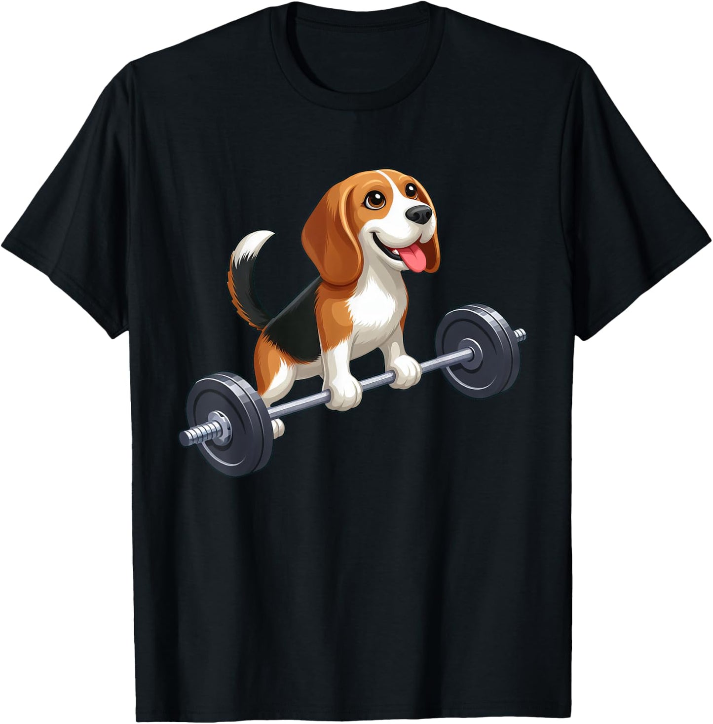Beagle Barbell Dog Fitness Workout Men Women T-Shirt - T-Shirt | Black
