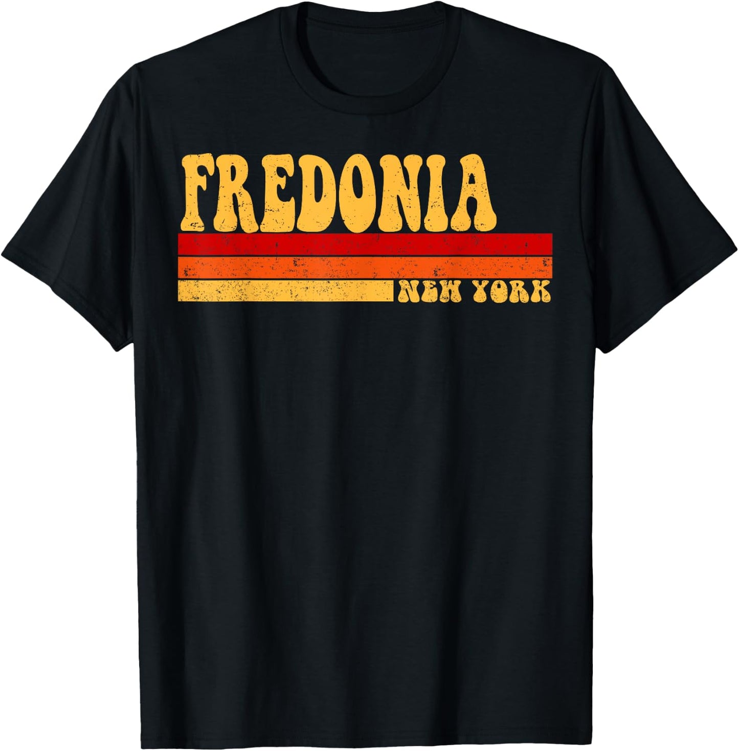 FREDONIA New York City Vintage Roots Retro Design 70s 80s T-Shirt - T-Shirt | Black