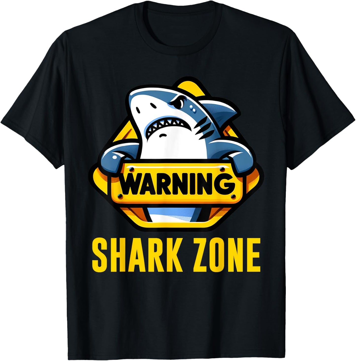 Cool Shark Warning Shark Zone Beach Funny Shark , Small, Black T-Shirt - T-Shirt | Black