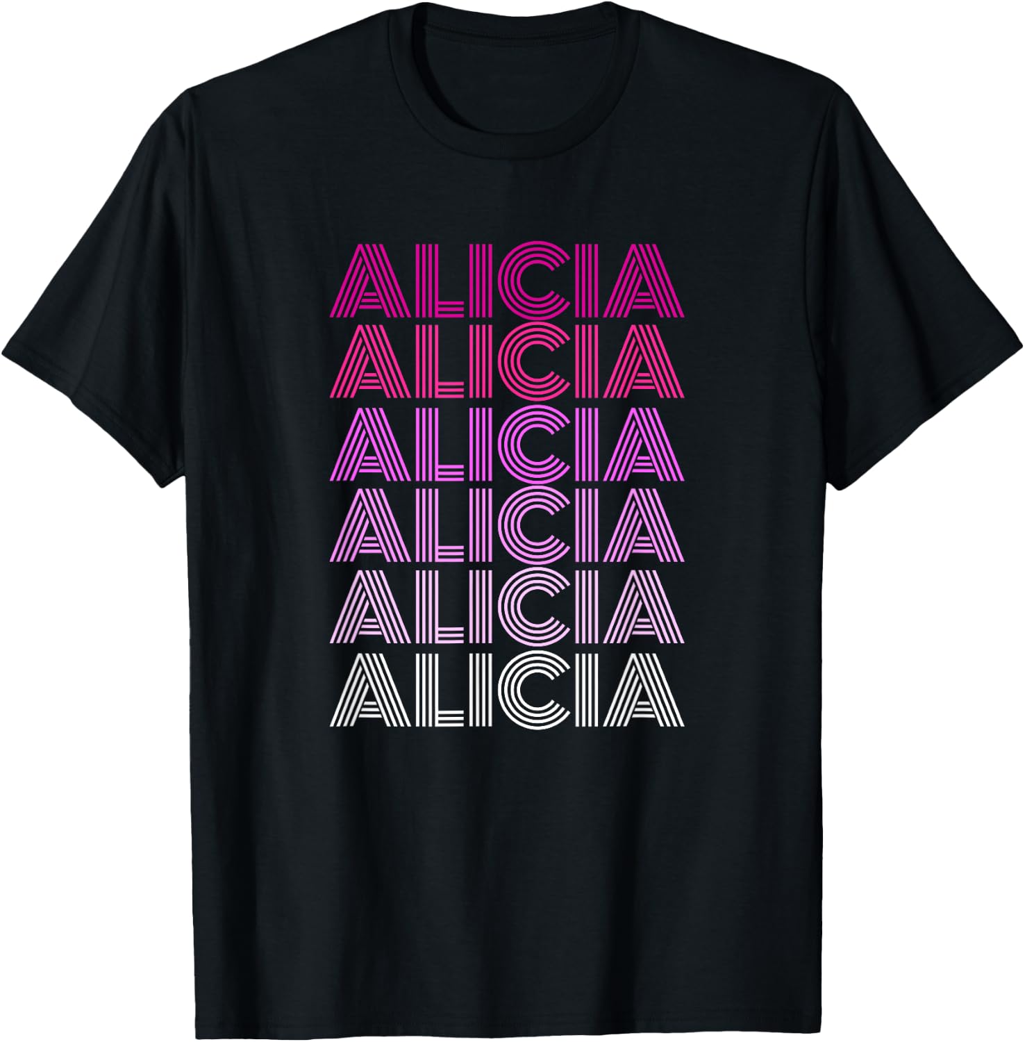 Retro Style Alicia Pink Ombre T-Shirt - T-Shirt | Black