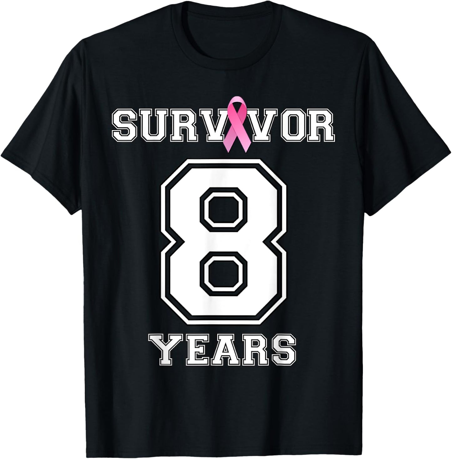 8 Years Breast Cancer Survivor Pink Ribbon Awareness ZL T-Shirt - T-Shirt | Black