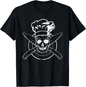 Chef Shirt Skull Chef's Hat Cooking BBQ Grilling Gift T-Shirt - T-Shirt | Black