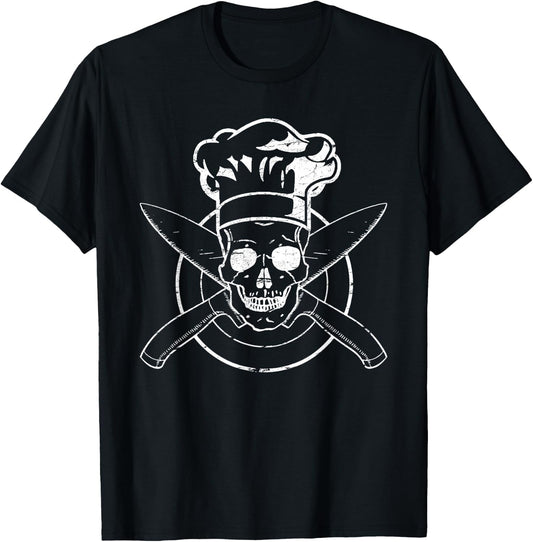 Chef Shirt Skull Chef's Hat Cooking BBQ Grilling Gift T-Shirt - T-Shirt | Black