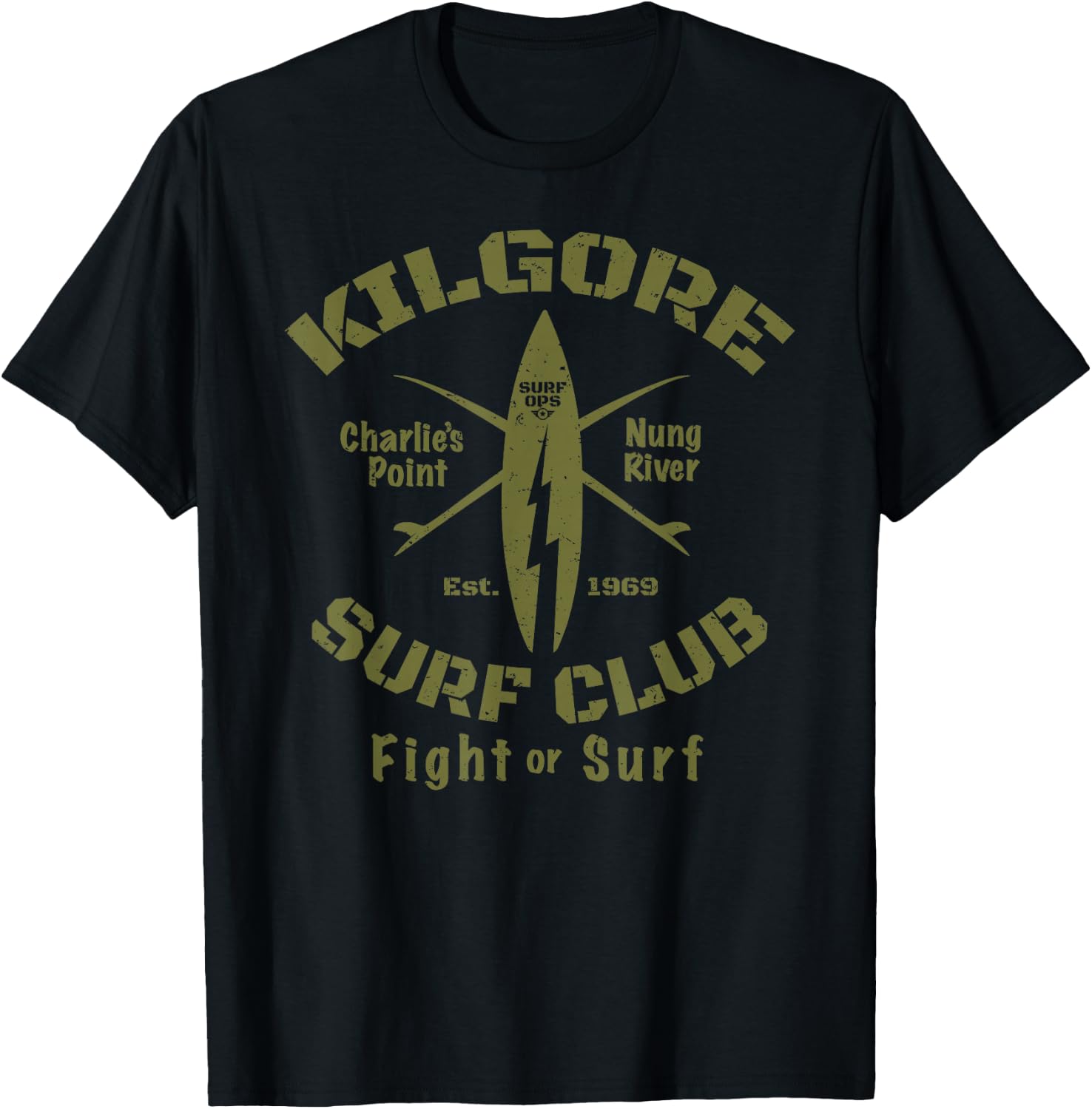 Surf Ops Kilgore Surf Club SURF or FIGHT T-Shirt - T-Shirt | Black