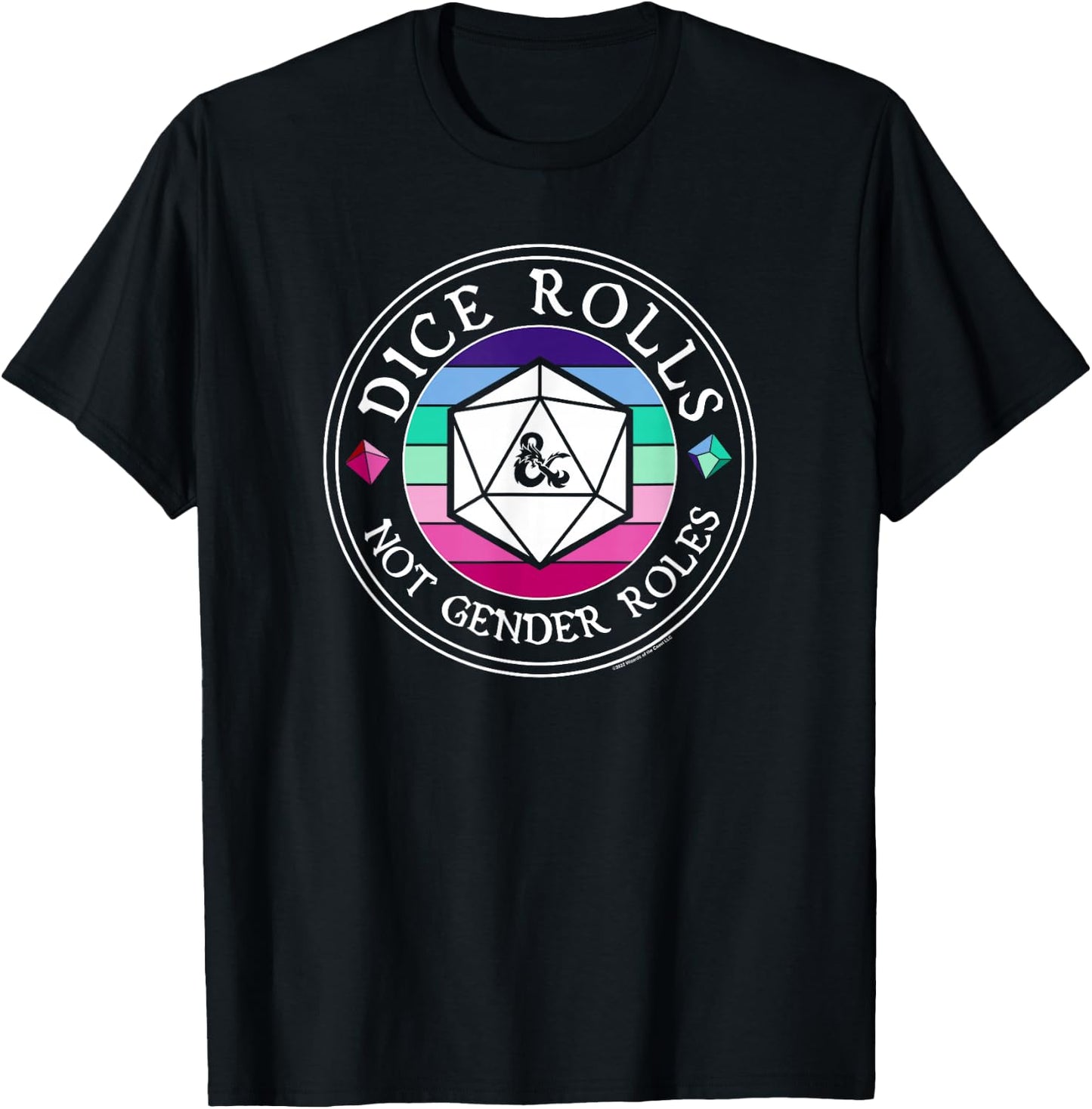 Dungeons & Dragons Dice Rolls Not Gender Roles Pride Logo T-Shirt - T-Shirt | Black
