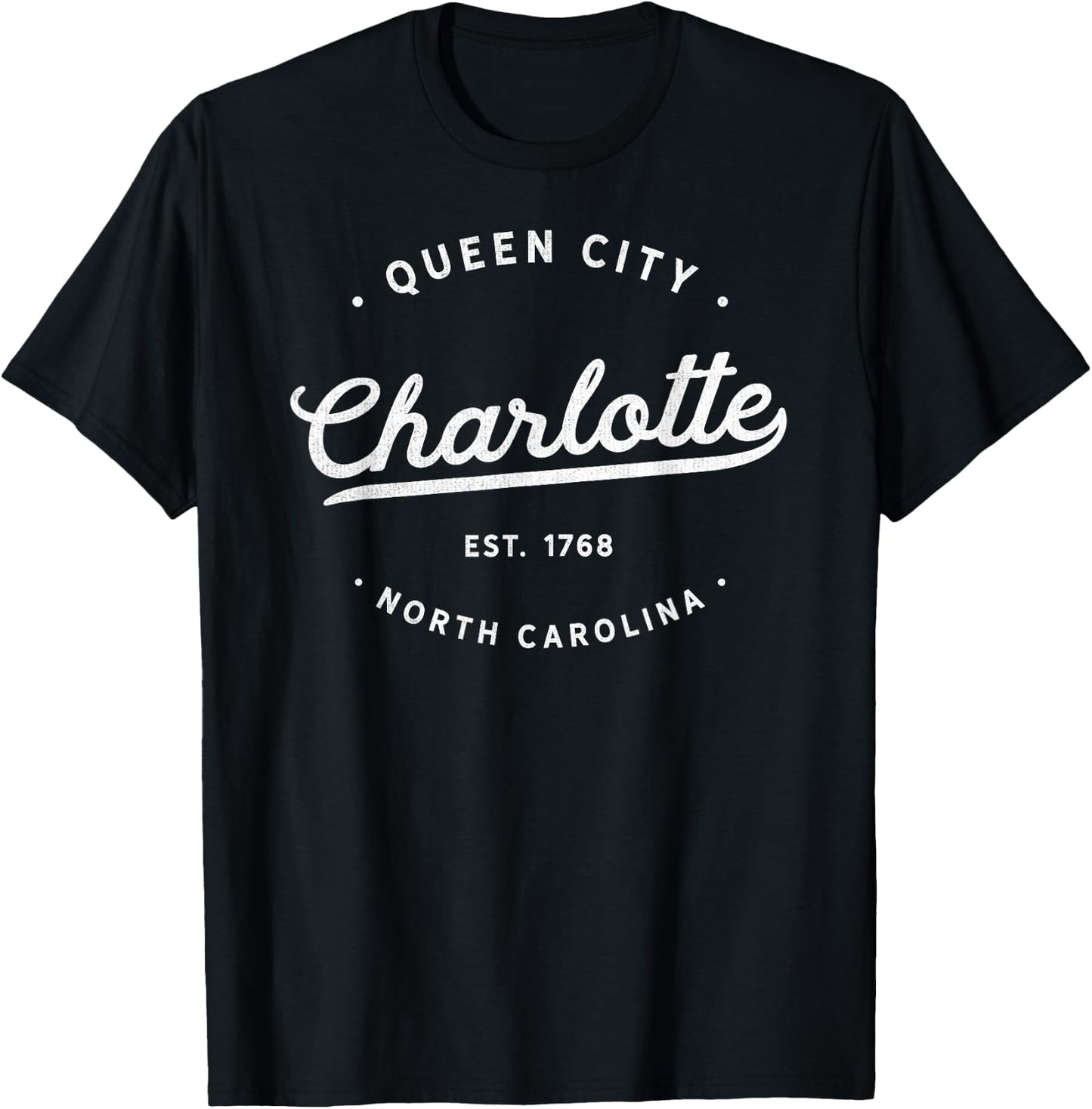Classic Vintage Retro Charlotte Queen City NC USA Novelty T-Shirt - T-Shirt | Black