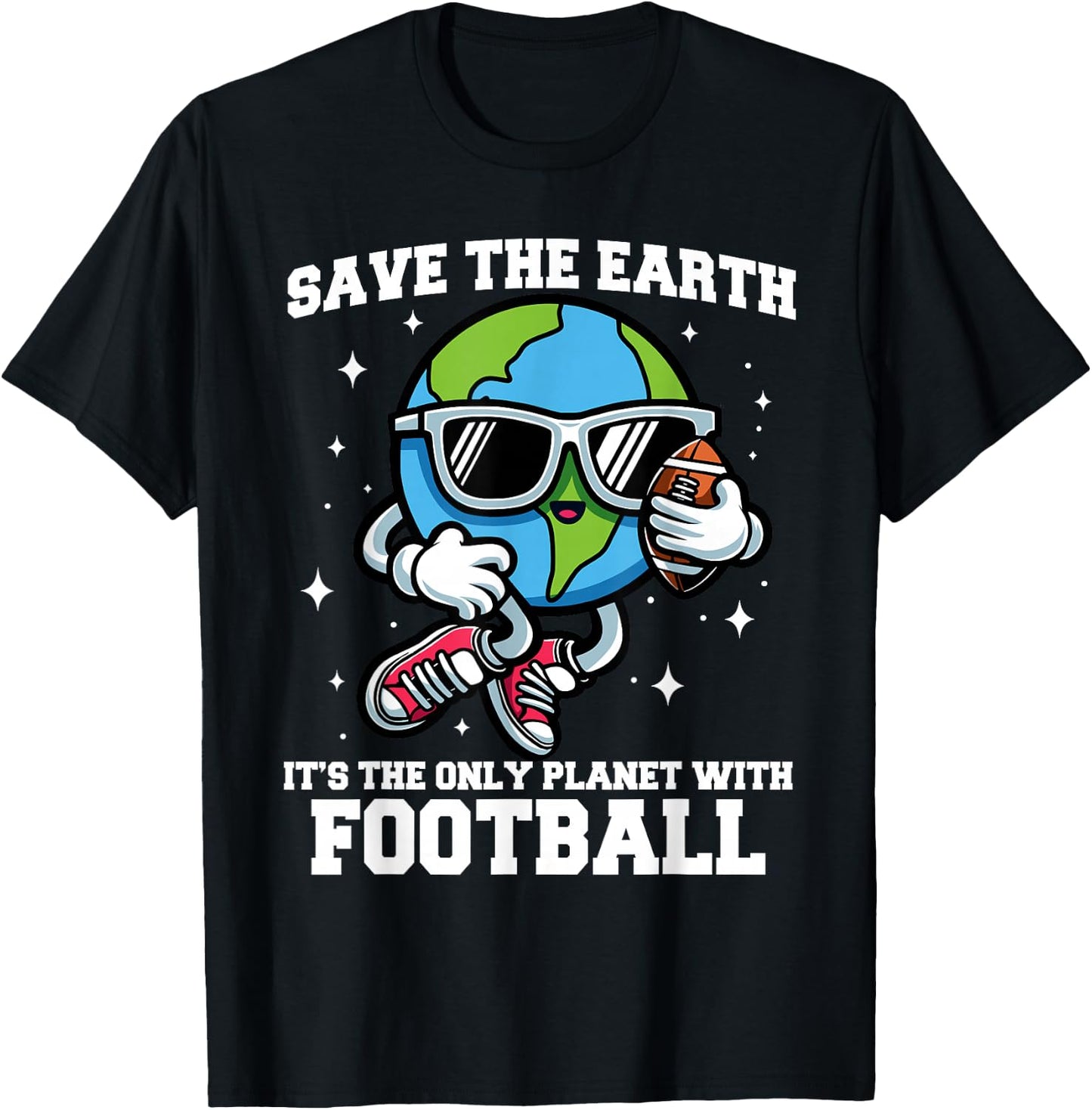 Save Earth Football Design - Funny Earth Day Sports T-Shirt - T-Shirt | Black