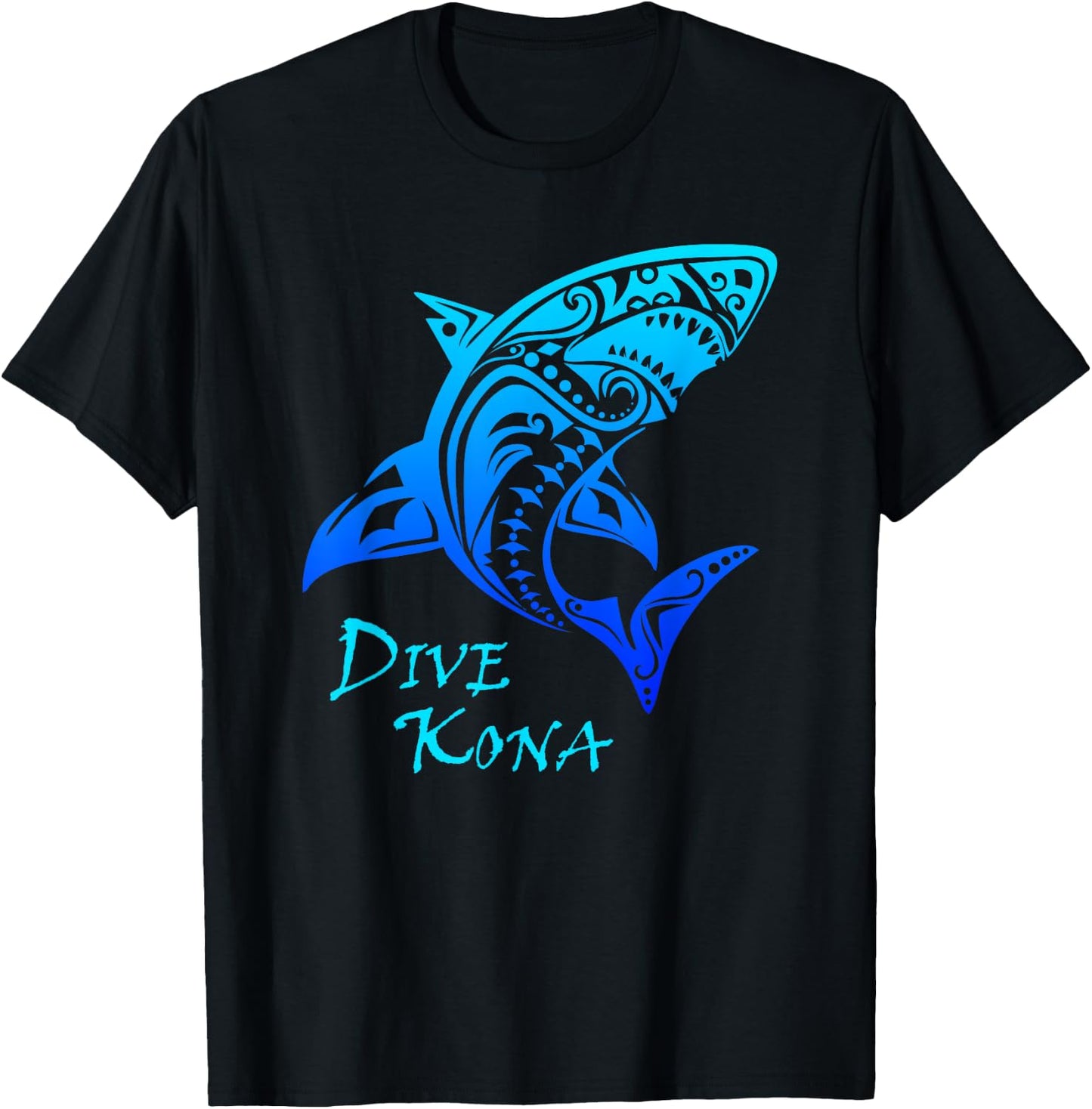 Dive Kona Hawaii Tribal Shark Polynesian Tattoo Gift T-Shirt - T-Shirt | Black