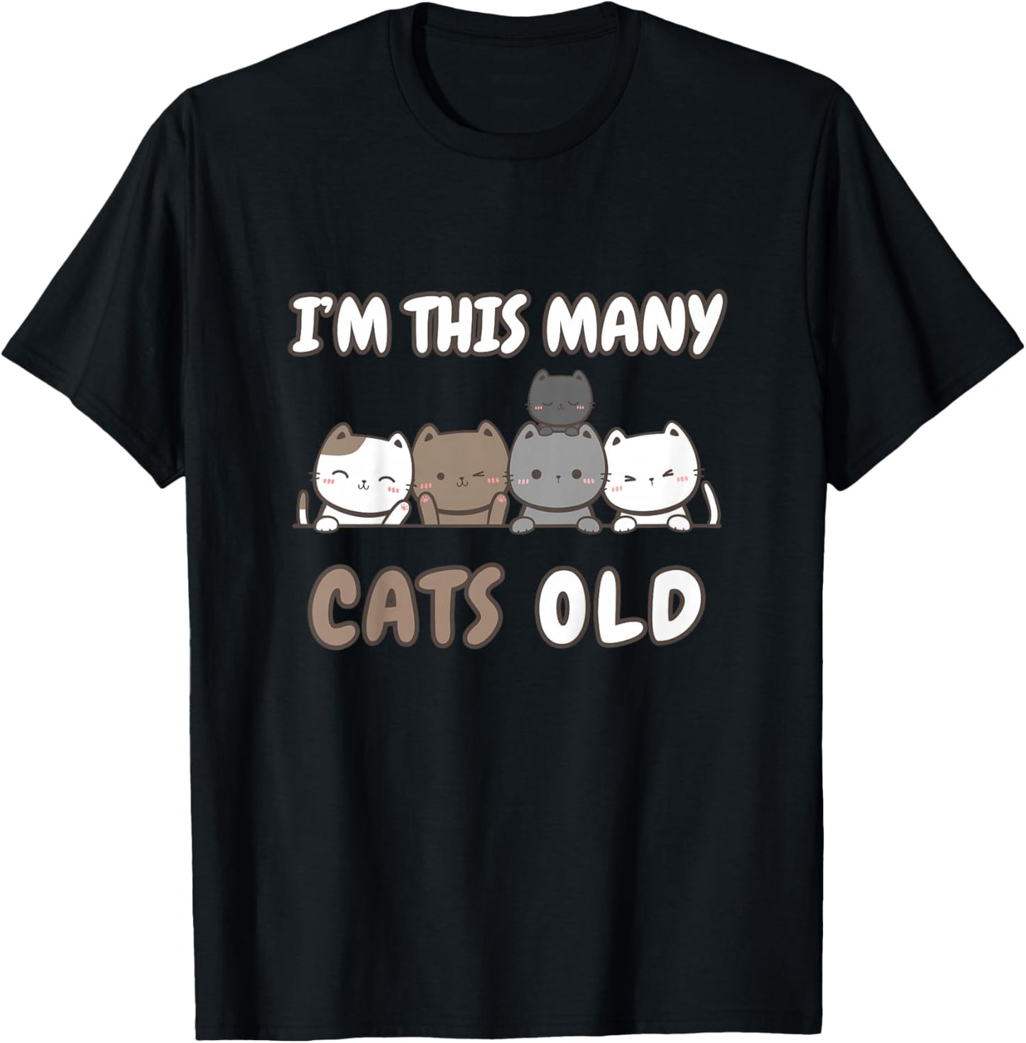 I'm This Many Cats Old - Funny 5th Birthday 5 Years Old Bday T-Shirt - T-Shirt | Black