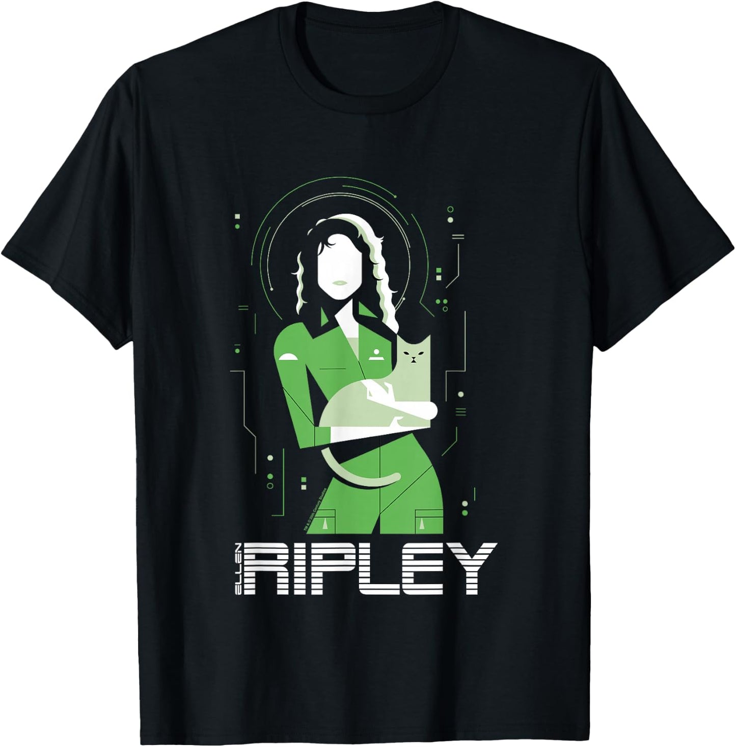 Aliens Iconic Strong Ellen Ripley Silhouette Chest Portrait T-Shirt - T-Shirt | Black