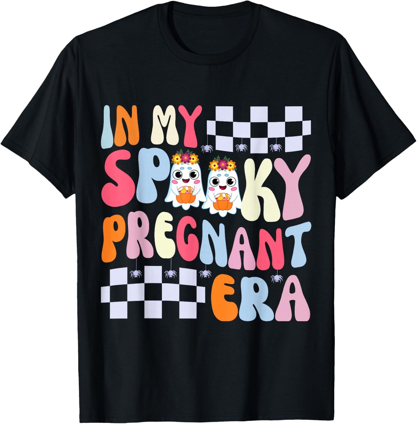 In My Spooky Pregnant Era Maternity Ghost T-Shirt - T-Shirt | Black