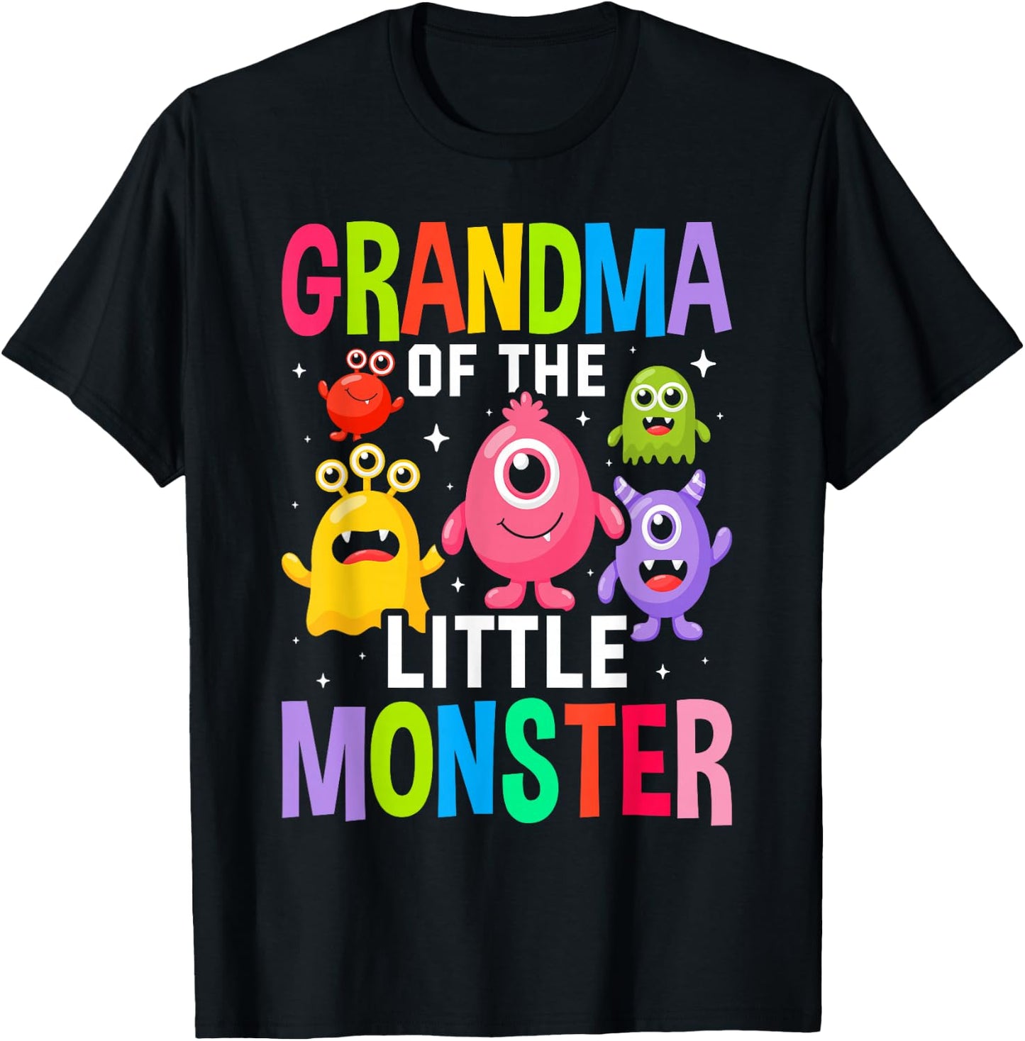 Grandma Of The Little Monster Birthday Party Family Monster T-Shirt - T-Shirt | Black
