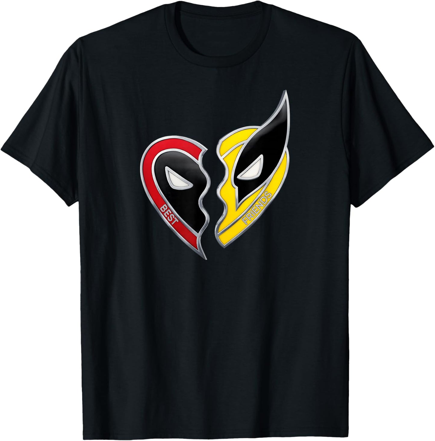 Marvel Studios Deadpool & Wolverine Best Friends Heart Charm T-Shirt - T-Shirt | Black