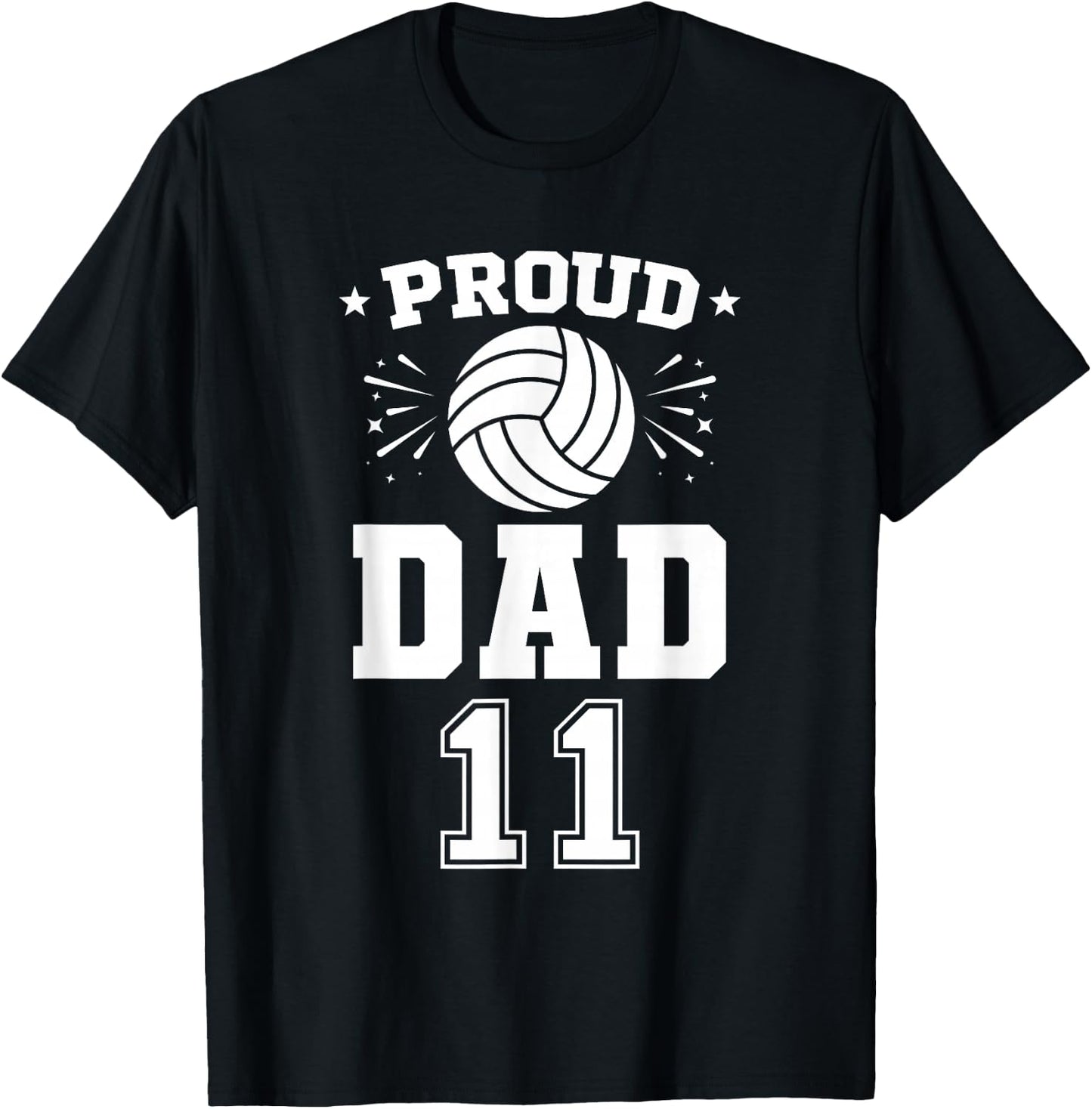 Proud Volleyball Dad Number 11 Volleyball Player T-Shirt - T-Shirt | Black