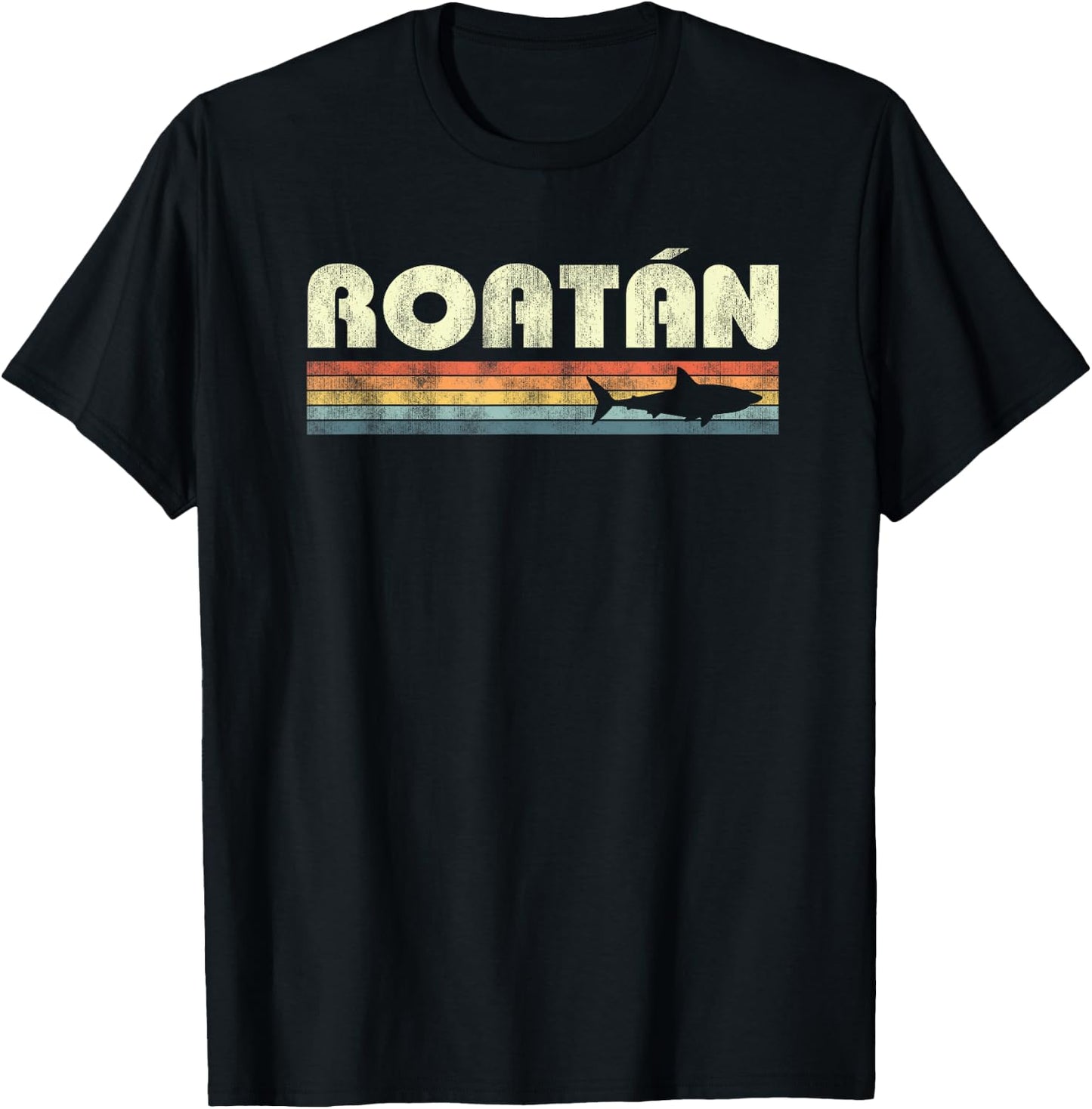 Retro Roatan Honduras Souvenir Shark Boys Girls T-Shirt - T-Shirt | Black