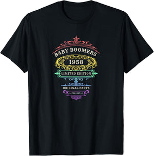 Baby Boomers 1958, Limited Edition, Rainbow, Original Parts T-Shirt - T-Shirt | Black