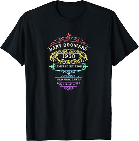 Baby Boomers 1958, Limited Edition, Rainbow, Original Parts T-Shirt - T-Shirt | Black