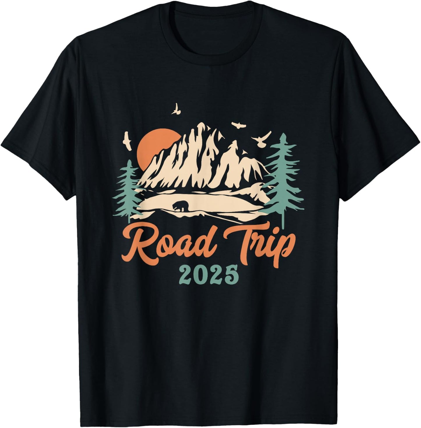Road Trip 2025 Vacation Girls Trip Adventure Gift Family T-Shirt - T-Shirt | Black