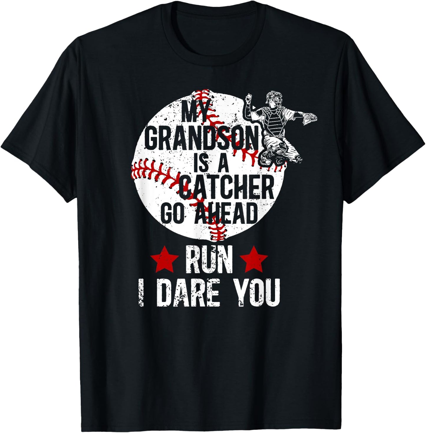 My Grandson Is A Catcher Baseball Catcher Grandma T-Shirt - T-Shirt | Black