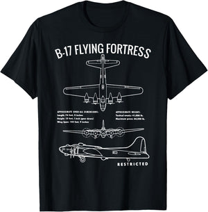 Vintage World War 2 Bombers USA WW2 Flying Fortress B-17 T-Shirt - T-Shirt | Black