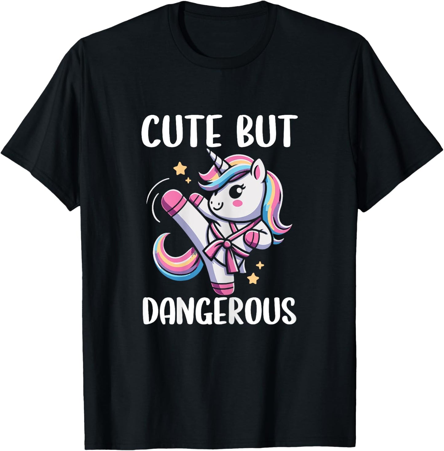 Cute But Dangerous Unicorn Karate Girl Taekwondo T-Shirt - T-Shirt | Black