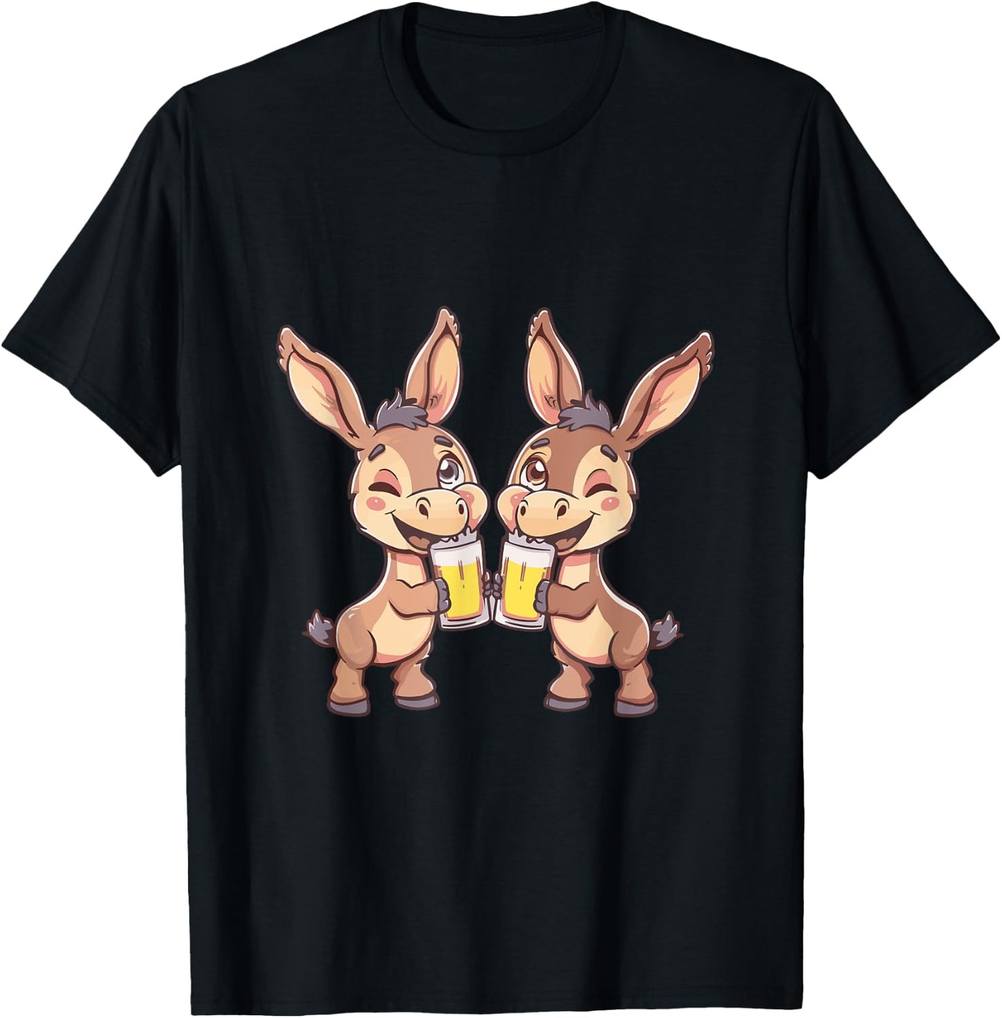 Funny Donkeys With Beer | Birthday Party T-Shirt - T-Shirt | Black