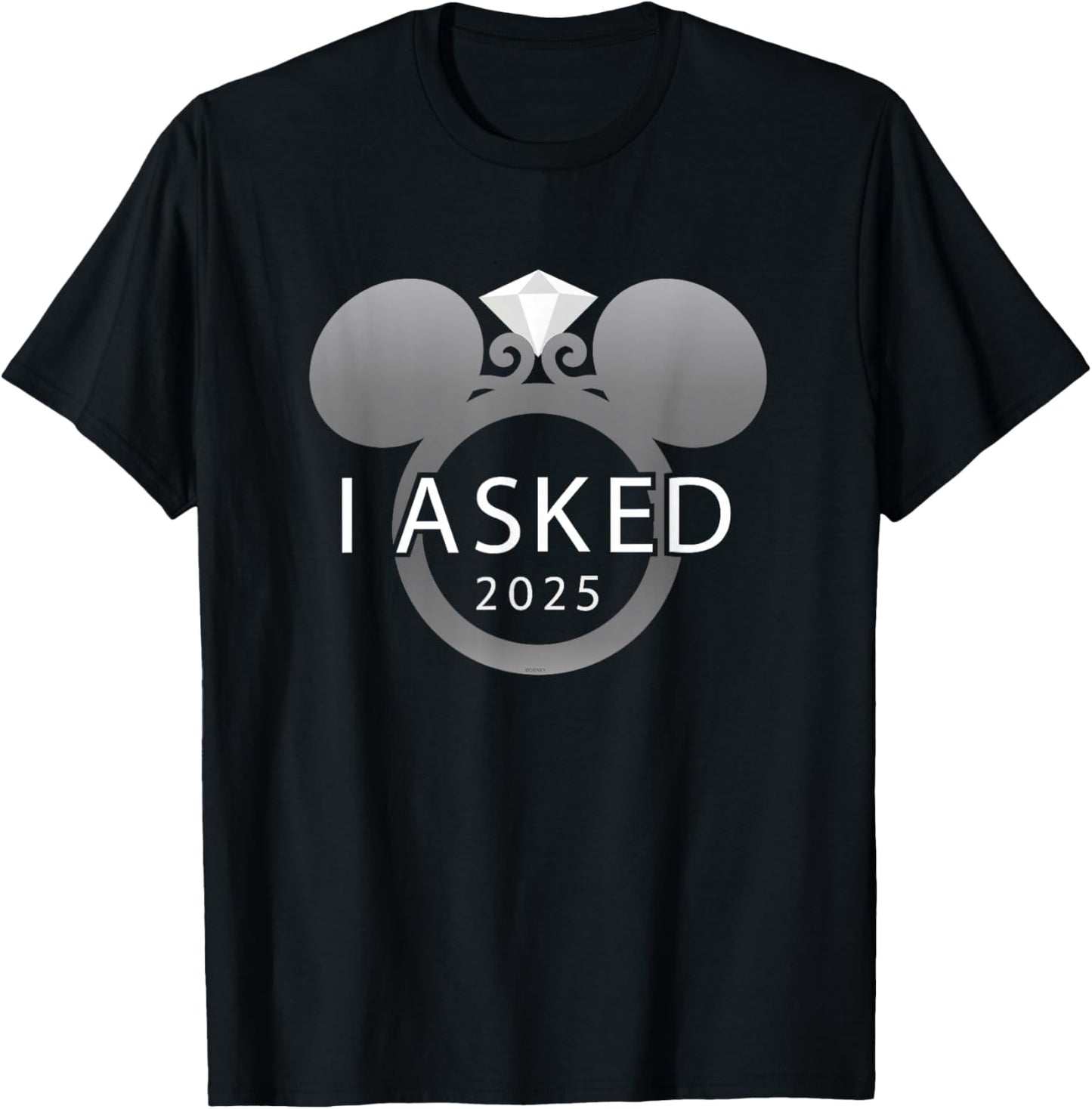 Disney I Asked 2025 Engagement Ring Proposal Mickey T-Shirt - T-Shirt | Black
