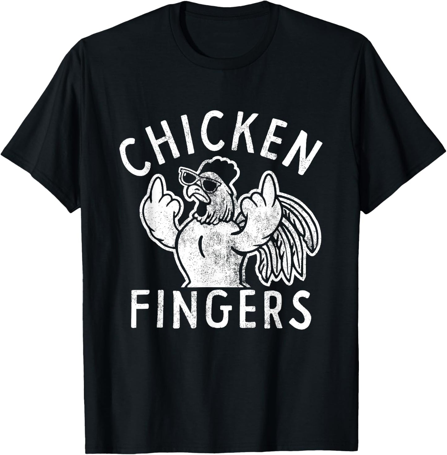 Chicken Fingers, Middle Fingers, Funny Chicken T-Shirt - T-Shirt | Black