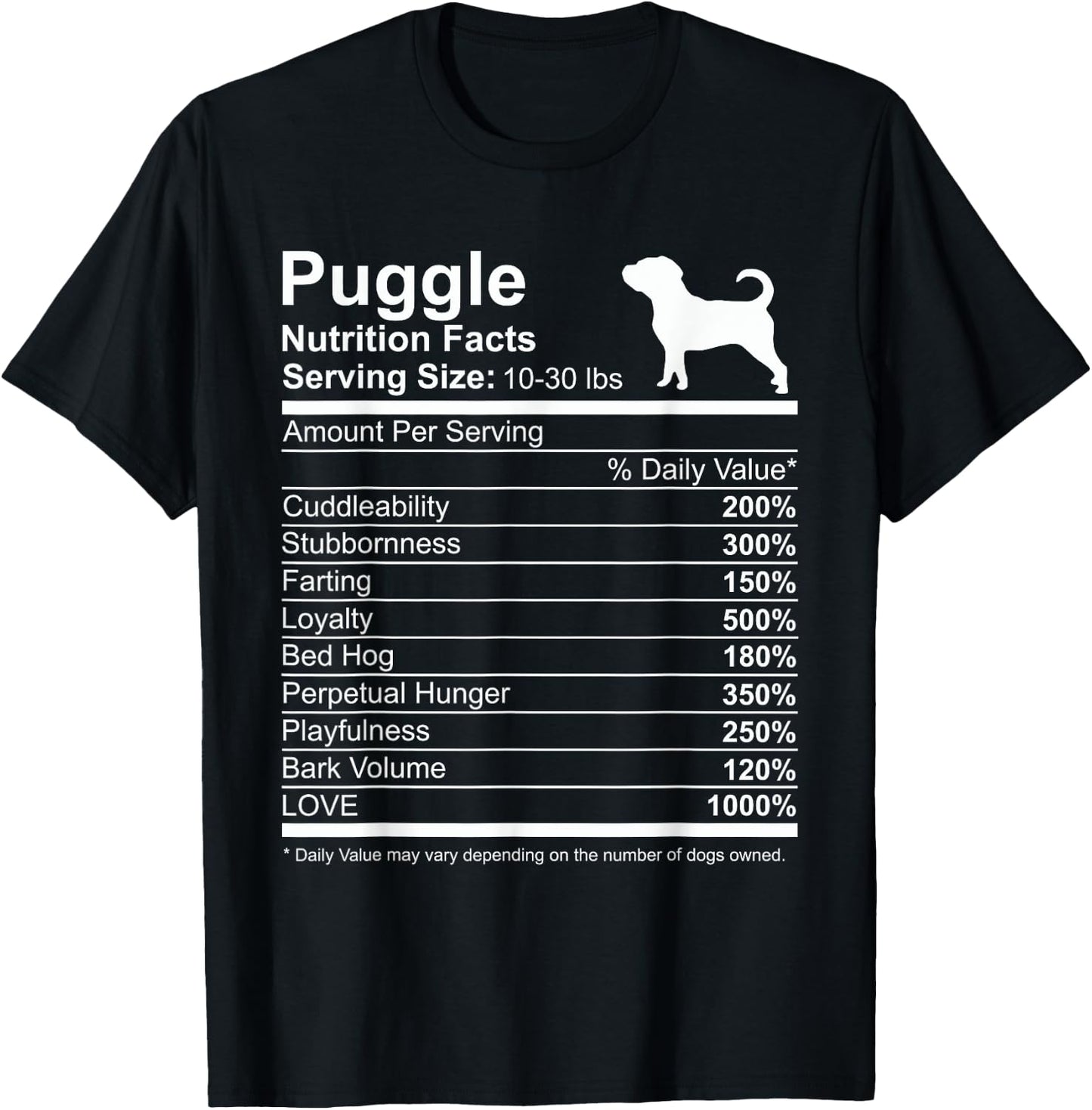 Funny Sayings for Puggle Lovers Dog Dad Black Cotton Polyester Classic Fit Short Sleeve Puggle Small -Adults T-Shirt - T-Shirt | Black
