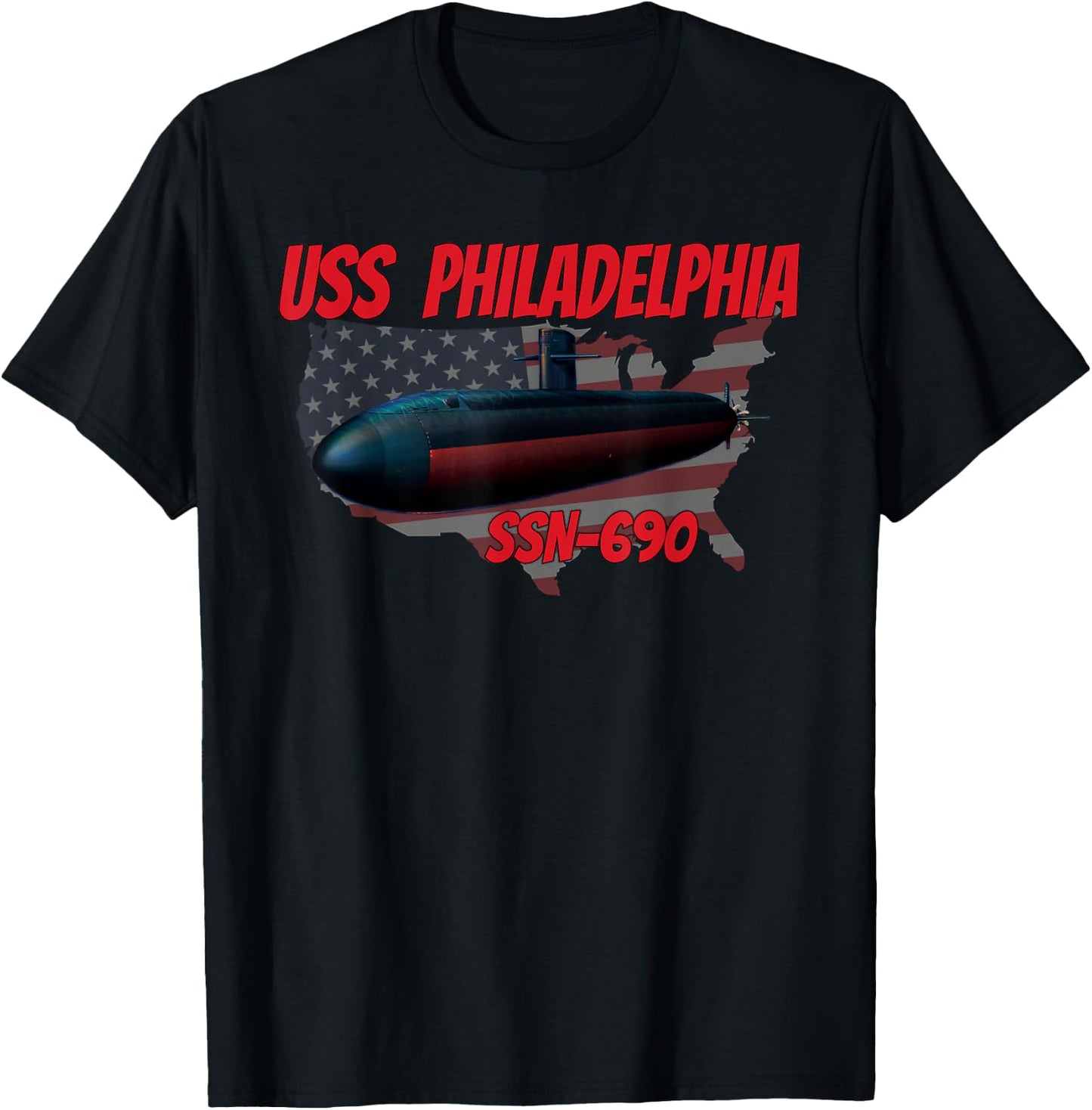 USS Philadelphia SSN-690 Submarine Veterans Father Grandpa T-Shirt - T-Shirt | Black