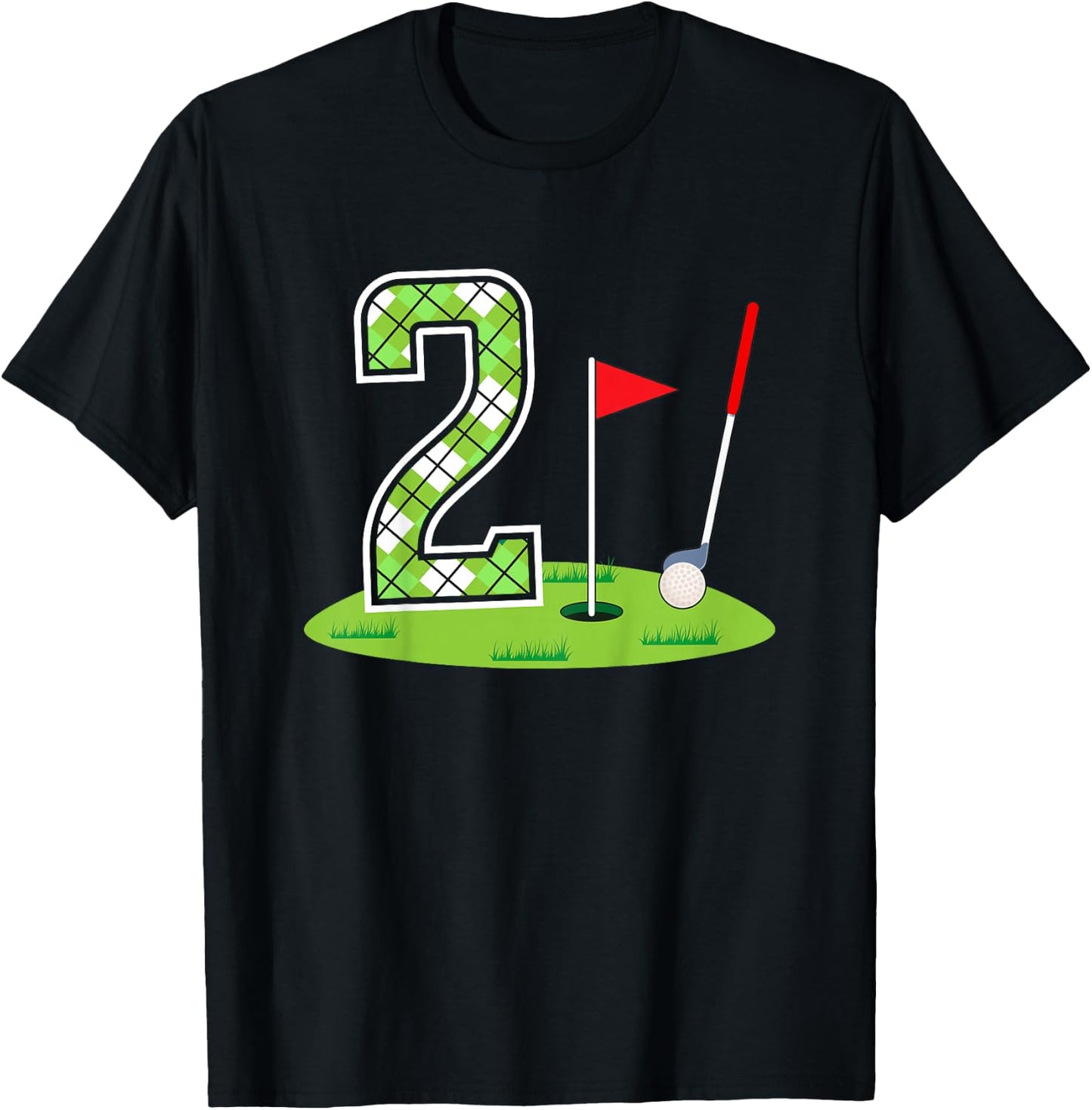 Kids 2nd Birthday Party Golf Boy Two Year Old Golf Player T-Shirt - T-Shirt | Black