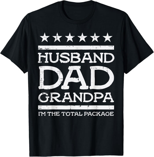Husband Dad Grandpa Total Package Funny Fathers Day Papa Men T-Shirt - T-Shirt | Black
