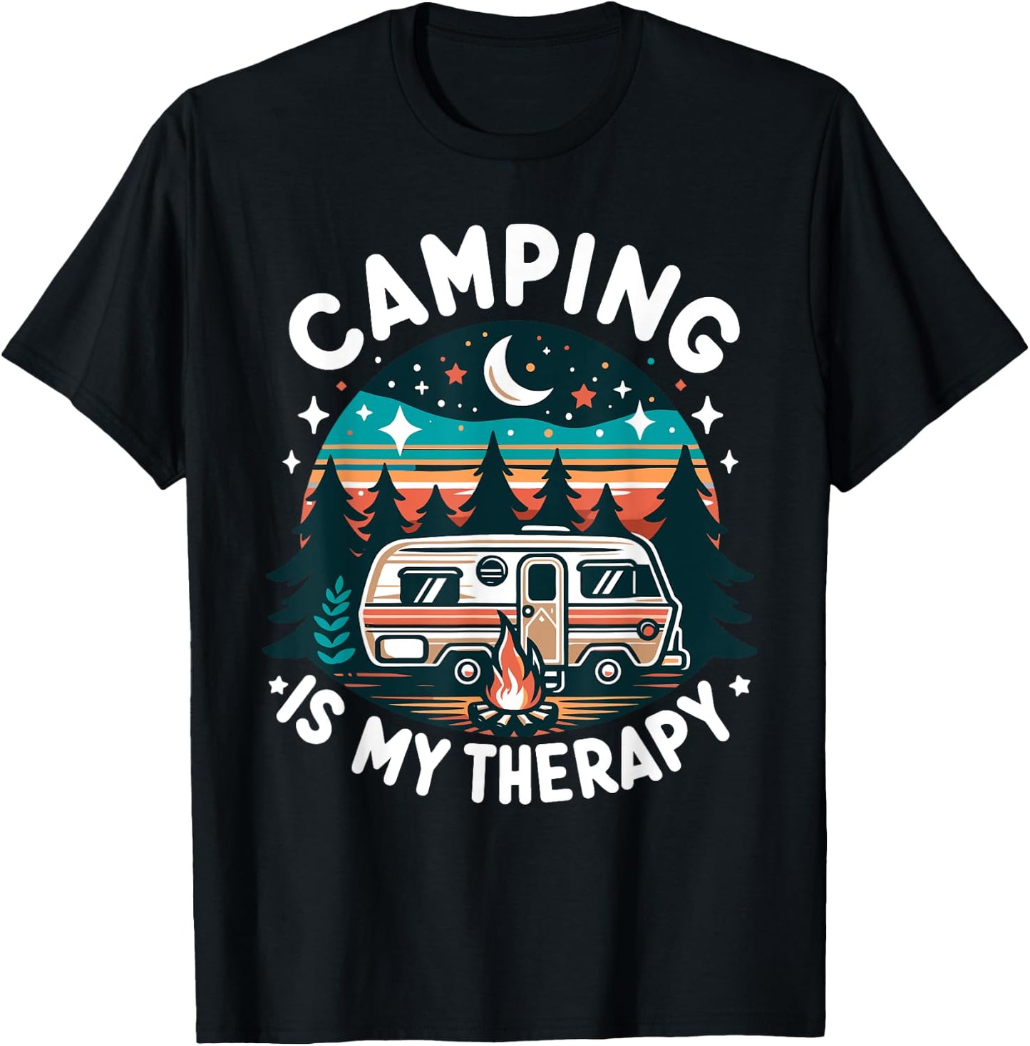 Camping Is My Therapy Summer Vacation Family Matching Funny Women Girls Kids T-Shirt - T-Shirt | Black