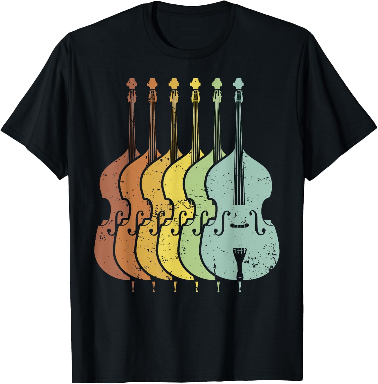 Distressed Retro Upright Bass Musician Music Gift T-Shirt - T-Shirt | Black