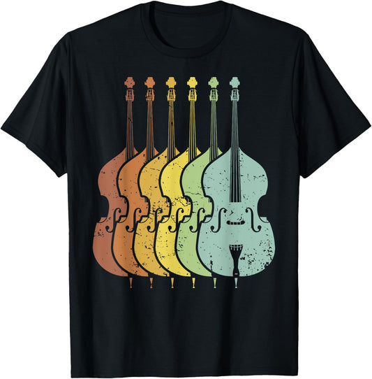 Distressed Retro Upright Bass Musician Music Gift T-Shirt - T-Shirt | Black