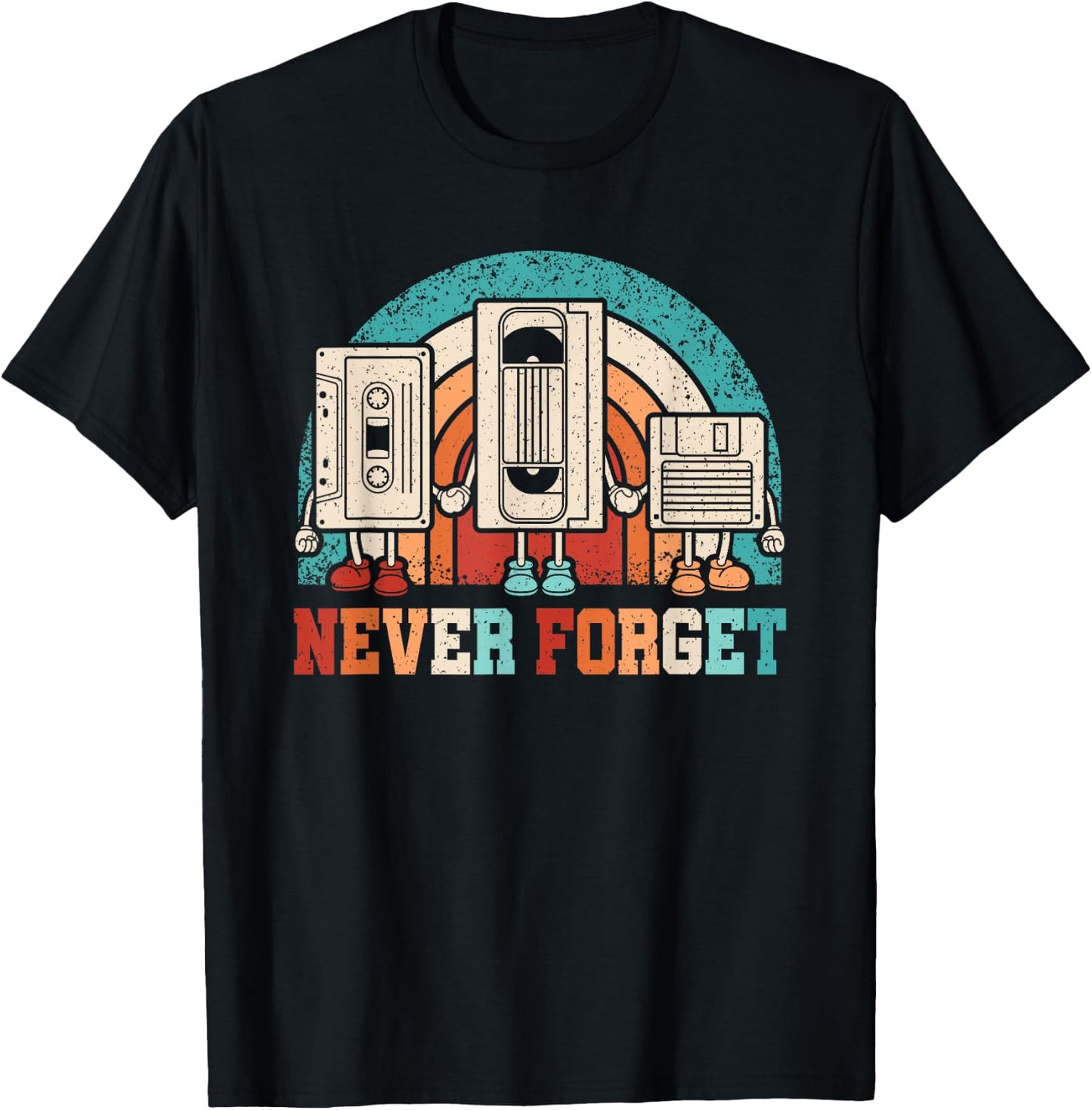 Never Forget Cassette 80s 90s Retro Outfit Men Women Kids T-Shirt - T-Shirt | Black