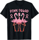 Flamingo Breast Cancer Family Matching Pink Support Squad T-Shirt - T-Shirt | Black