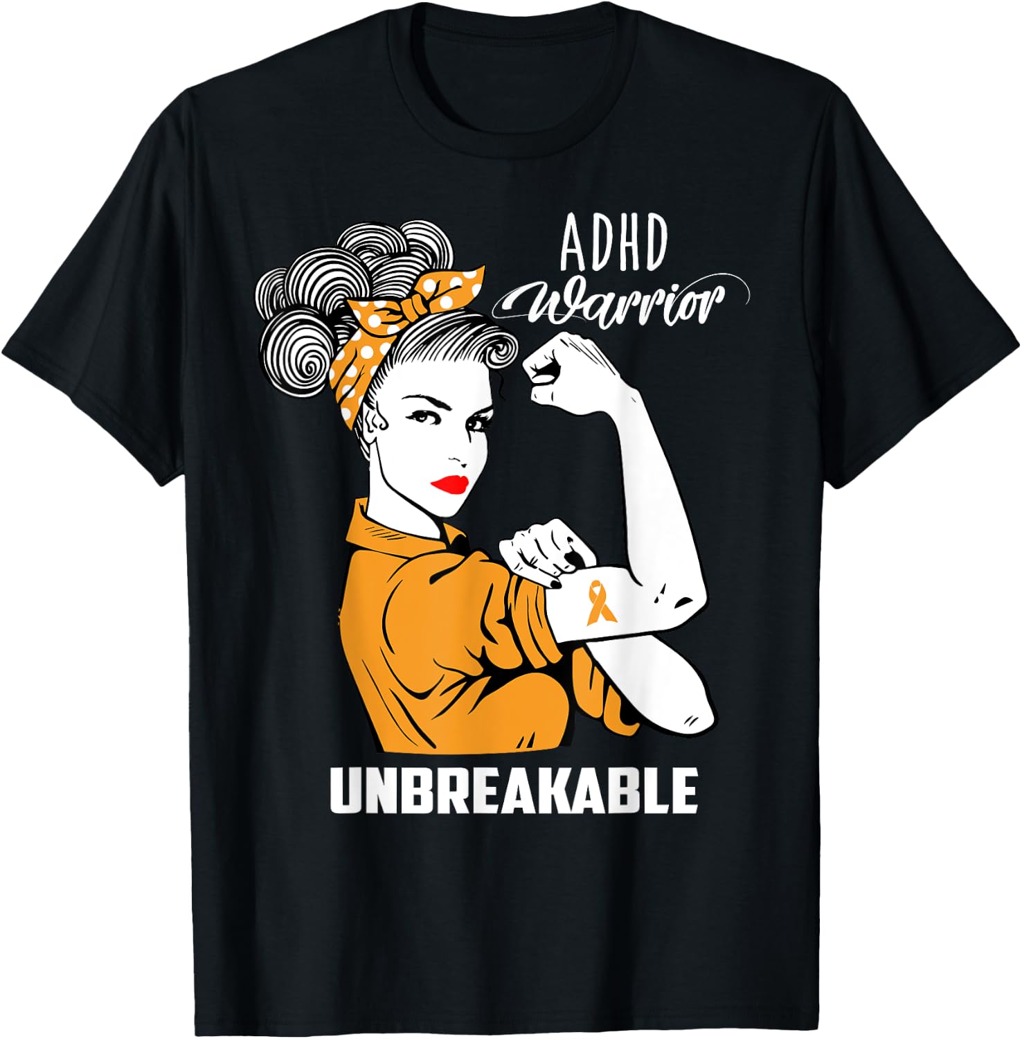 ADHD Warrior Unbreakable Shirt ADHD Awareness Gift T-Shirt - T-Shirt | Black