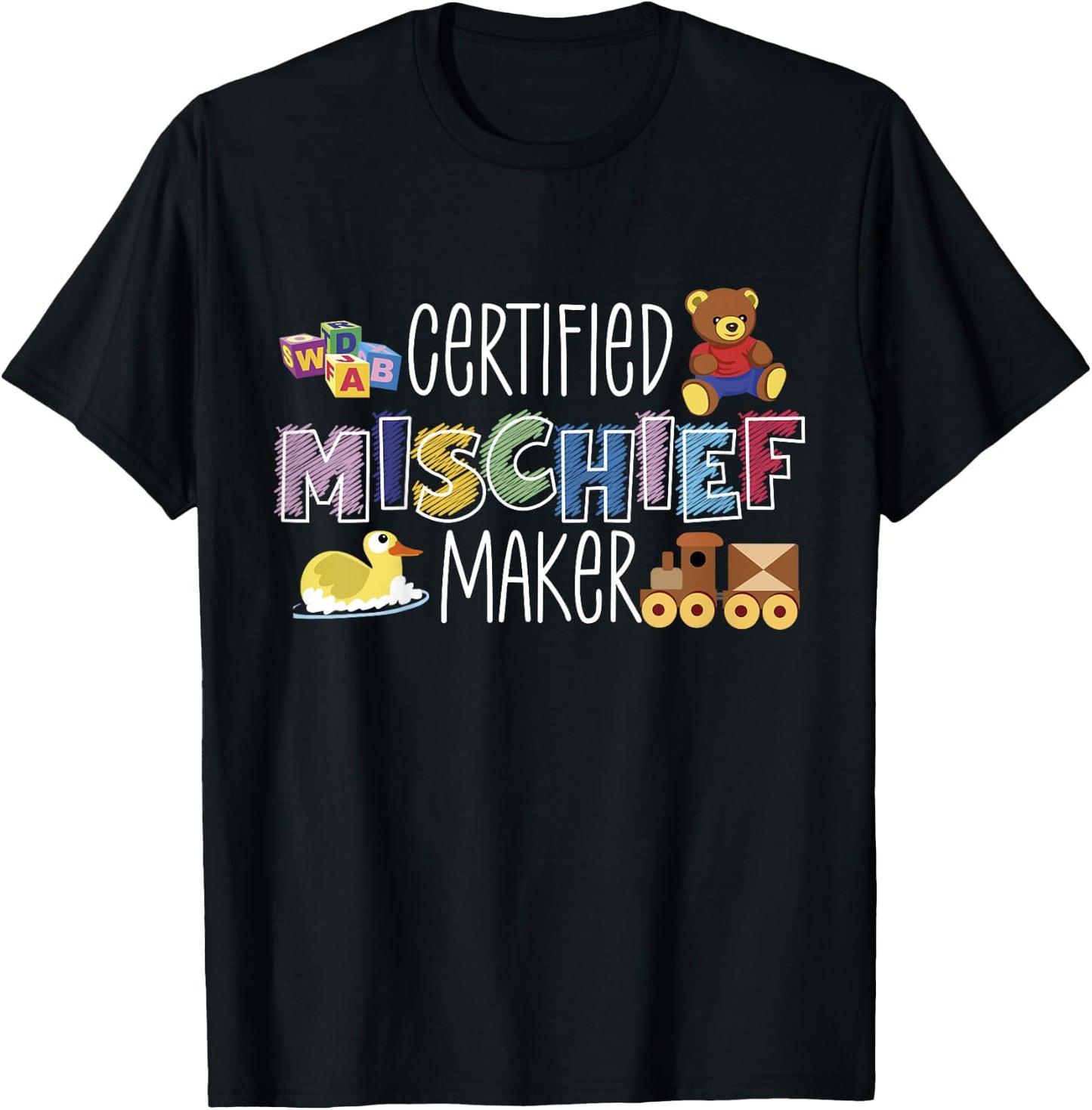 Creatified Mischief Maker Children Kids Design T-Shirt - T-Shirt | Black