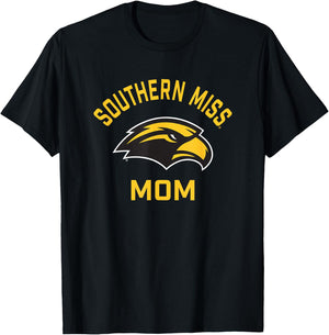 University of Southern Mississippi Golden Eagles Arched Mom T-Shirt - T-Shirt | Black