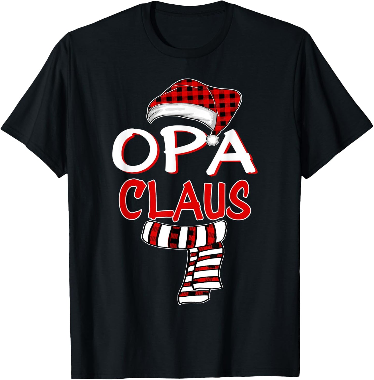 GrandPa Christmas Santa Claus Red plaid Shirt, Opa Claus T-Shirt - T-Shirt | Black